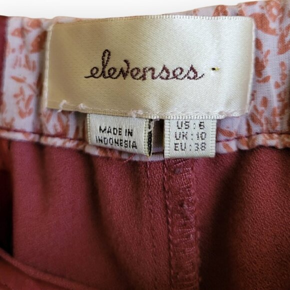 Anthropologie Elevenses Dusty Rose Berry Cropped Trousers Tailored Size 6 - Picture 5 of 13